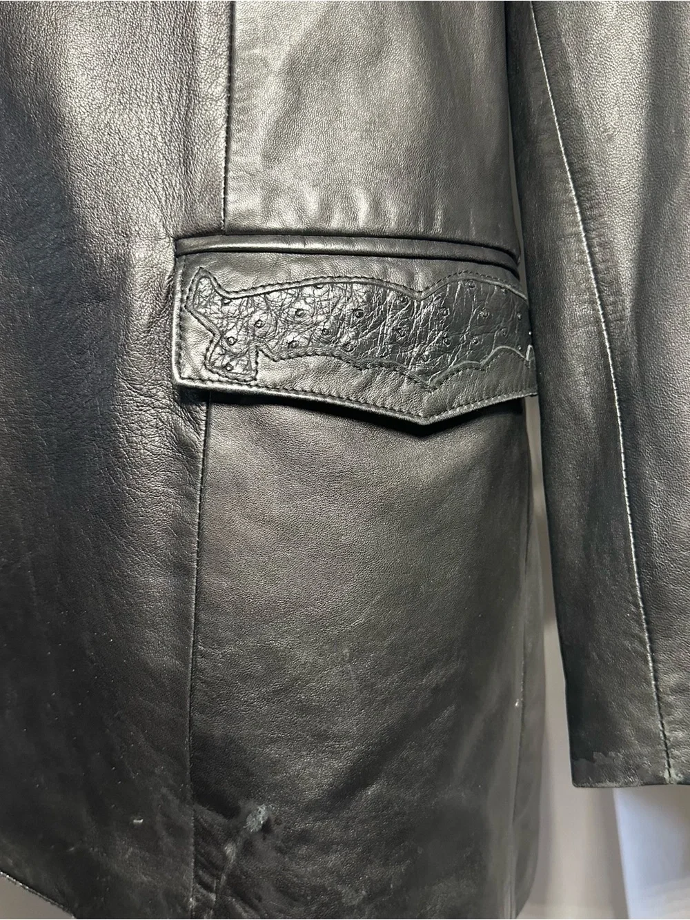 Scully Men's Black Leather Western-Style Blazer - Picture 5 of 5